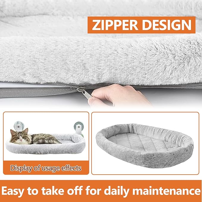 Collapsible Window Perch for Indoor Cats, Large Cats & Kittens - Equipped with a Cat-Catching Stick, Solid Metal Frame, Soft Cover, Strong 4 Suction Cup Wall Mount