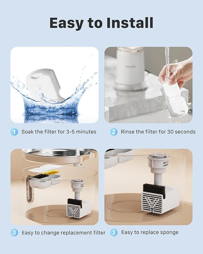 Cat Water Fountain Filter: 24 Pet Fountain Replacement Screen for Stainless Steel - 12 Carbon Filters & 12 Foam Filters - Suitable for Cat Water Fountain Stainless Steel S17