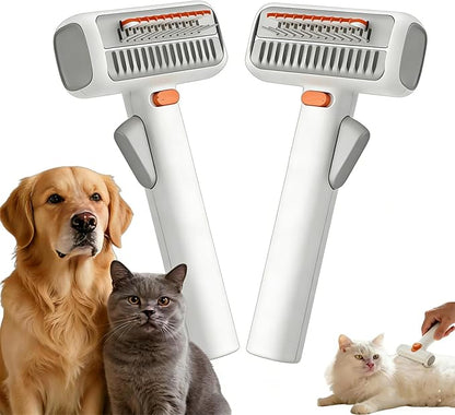 2026 New 2-in-1 Pet Self-Detangling & Grooming Comb, 2-in-1 Pet Comb Untangle & Remove Tangles One-Touch Switch, Pets Grooming Brush Detangle, Deshed, Massage for Dogs & Cats (2PCS)