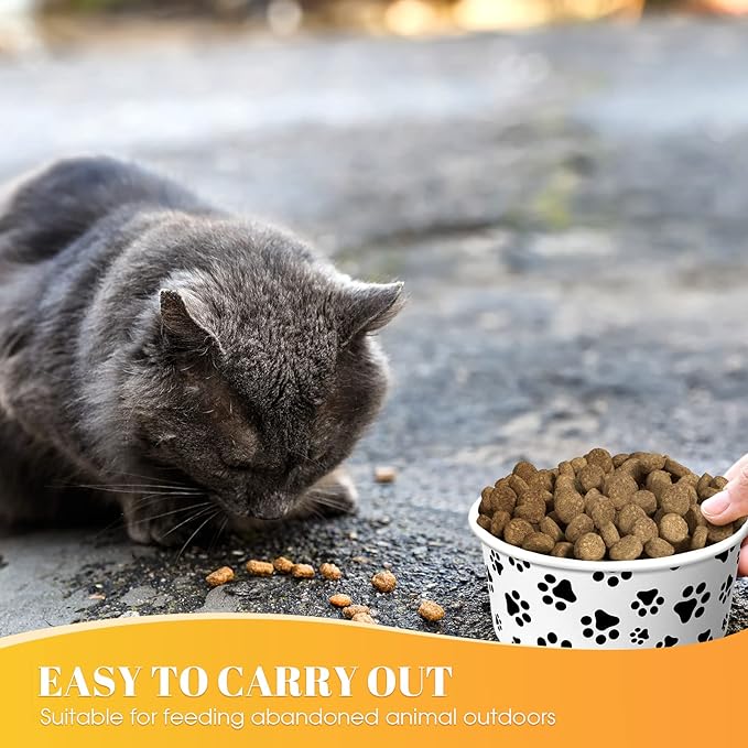60 Pieces Disposable Pet Bowls, Paper, Small Dog Bowls with Cute Pattern, Suitable for Dry and Wet Food, Picnic, Camping, Travel