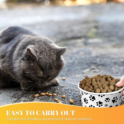 60 Pieces Disposable Pet Bowls, Paper, Small Dog Bowls with Cute Pattern, Suitable for Dry and Wet Food, Picnic, Camping, Travel