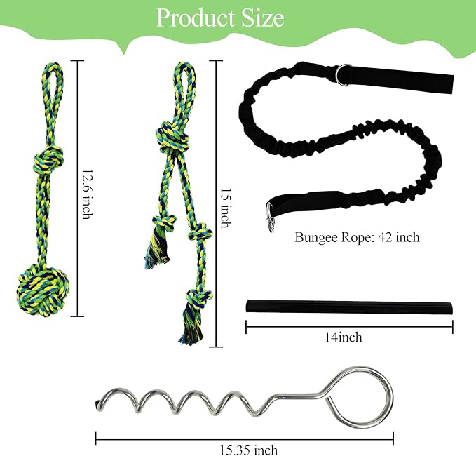 Dog Bungee Tug Toy,Interactive Outdoor Tether Ball Rope Toy with Stake for Small & Medium Dogs, Durable Tug of War Toy for Yard, Park, Camping