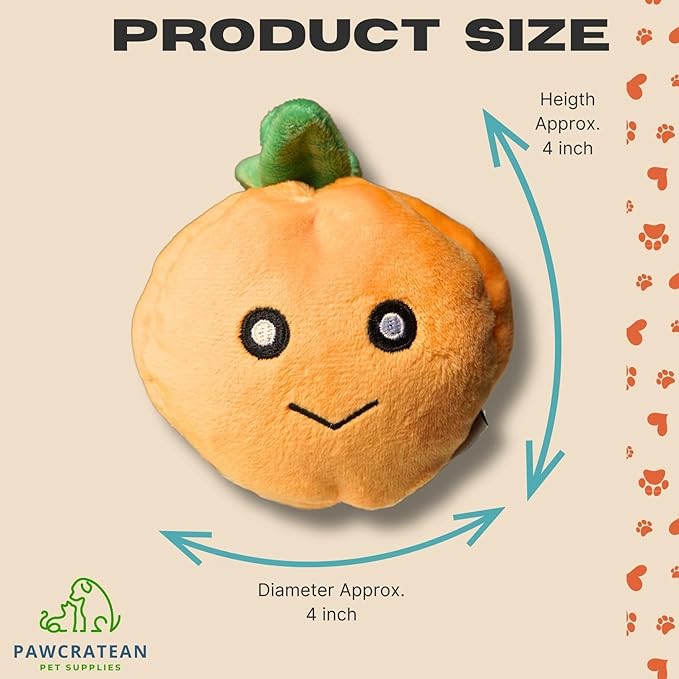 7" Squeaky Plush Toy for Puppies Small Dogs Self Etertainment Washable Soft Made [PET ONLY] (Little Pumpkin)