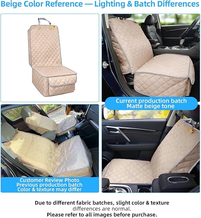 Bark Lover Deluxe Dog Seat Cover for Front Seat-More Durable Waterproof Front Seat Protector, High Heat Resistant and Nonslip Front Seat Cover for Dogs Kids, Universal Size (Beige MAT)