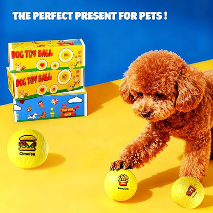 Dog Balls Tennis balls for Dogs, Interactive Dog Toys for Aggressive Chewers ,Indestructible Dog Toy to Keep Them Busy, Puppy Chew Toys for Teething, Durable Dog Ball for Medium Small (Fast Food-2.6")