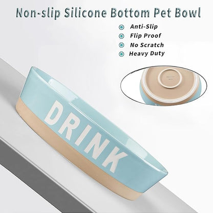 10" Non-Slip Ceramic Dog Bowl, 71 Oz Heavy-Duty Dog Food/Water Dish, Pet Feeding Bowl for Medium-Sized Dogs and Large Breeds, Food Grade Porcelain Pet Feeder Bowl, Microwave and Dishwasher Safe