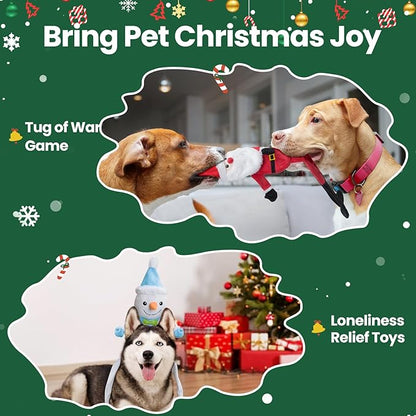 HGB Squeaky Christmas Dog Toys, Plush Crinkle Dog Toys for Large, Medium, Small Dogs to Keep Them Busy & Reduce Anxiety, Holiday Pet Gifts, 2 Pack