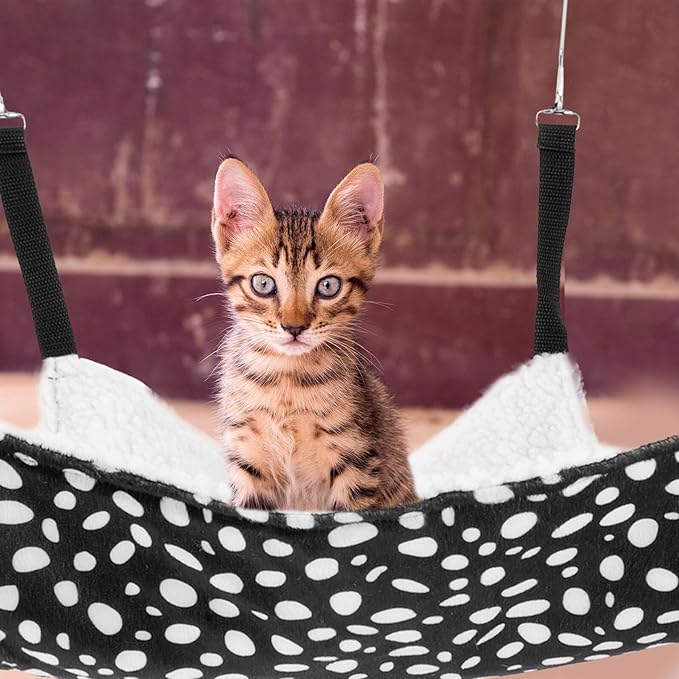 UPKOCH Double-Sided Hanging Cat Hammock with Breathable Fabric, Medium 35x35cm Pet Sleeping Bed for Indoor Use, Black and White Pattern Design