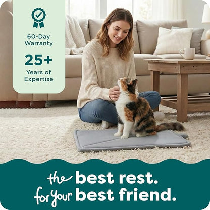 Furhaven ThermaNAP Self-Warming Cat Bed for Indoor Cats & Large/Medium Dogs, Washable & Reflects Body Heat - Quilted Faux Fur Reflective Bed Mat - Snow Leopard, Large