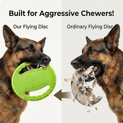 EVA Dog Flying Disc Toy, Durable Interactive Fetch with Dual Grip Holes, Non-Slip Floating Pet Toy for Small Medium Large Dogs, Outdoor Park Beach Play (Green)