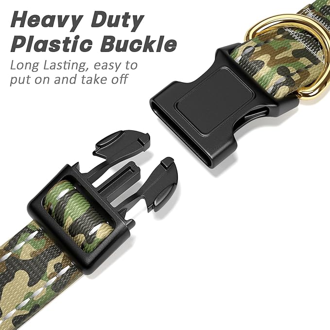 MOODEL Reflective Dog Collar for Extra Small Dogs Cats, Cute Camouflage Adjustable Heavy-Duty Nylon Puppy Collar for Boy and Girl Female, Soft Pet Accessories with Quick Release Buckle, Green