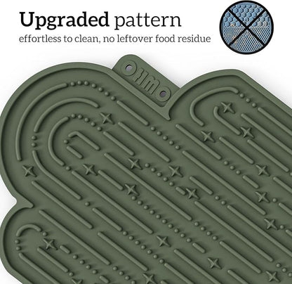 OHMO-Cactus Lick Mat for Dogs and Cats(2 Pack) Easy to Clean Pet Slow Feeder with Suction Cups, Licking Pad for Anxiety Relief and Boredom Reduction(Cactus&Light Green)