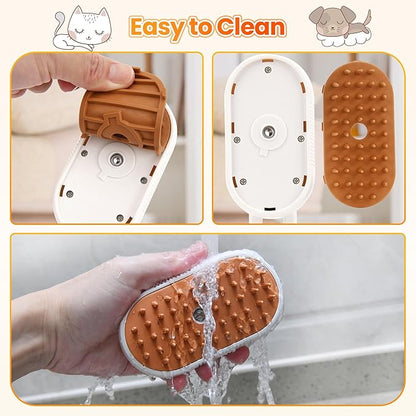 Vrurc 4-in-1 Rechargeable Steam Pet Brush - Gentle Fur Removal for Cats & Dogs, Anti-Static & Deshedding, Ideal for Short & Long Hair, Easy to Use