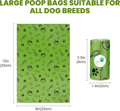 Dog Poop Bags Rolls 420 Counts: TVOOD Extra Thick Poop Bags for Dogs Leak-proof Scented Pet Waste Bags for Doggie Poo - with 2 Dispenser, Green