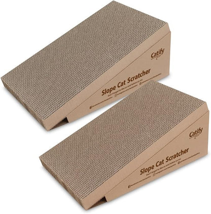 Best Pet Supplies Catify Cat Scratcher, Fun Interactive Scratchers, Posts, Poles, Claw Safe, Furniture Saver Indoor Play Support Natural Cat Behaviors Heavy Duty - Slope Scratcher (2 Pack), 19 x 9.5"