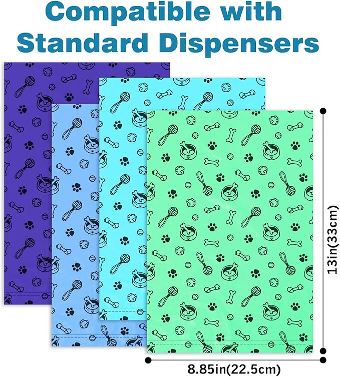 Doggie Poop Bag Rolls: 240 Count Extra Thick Strong Leak Proof Dog Waste Bags with Dispenser | Unscented - Blue