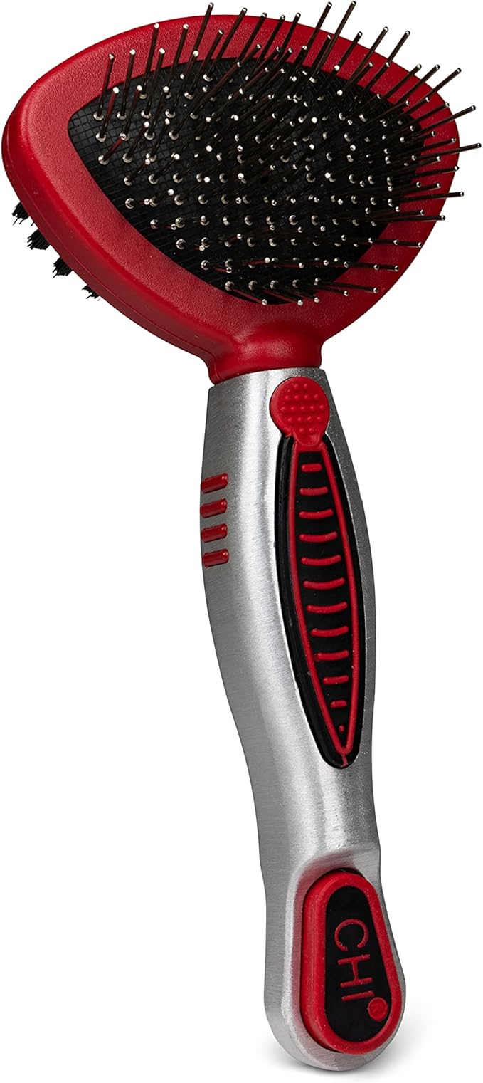 CHI for Cats 2-in-1 Grooming Tool: Double-Sided Bristle & Pin Brush for All Cats | Ergonomic Handle and Padded Bristles