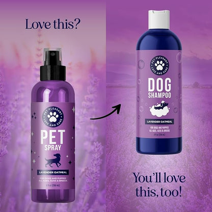 Lavender Oil Dog Deodorizing Spray - Dog Spray for Smelly Dogs and Puppies and Dog Calming Spray with Lavender Essential Oil - Lightly Scented Dog Deodorizer for Smelly Dogs and Dog Essentials