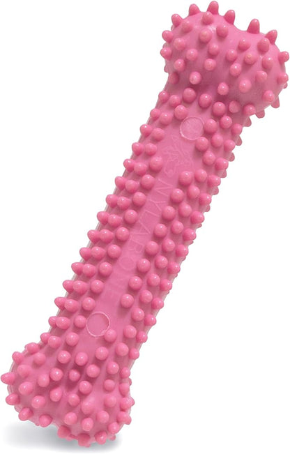 Nylabone Textured Teething Bone Puppy Chew Toy, Soothing Puppy Teething Bone, Enrichment Toy for Puppies, Pink, Chicken Flavor, X-Small Dogs - Up to 15 Ibs, 1 Count