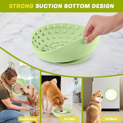 Dog Lick Bowl, Slow Feeder Dog Bowl Licking Mat for Small to Large Dogs, BPA-Free Non-Slip Silicone Slow Feeder Treat Dispenser for Anxiety Relief, Freezer & Dishwasher Safe (Green, 8.3"x2.6")