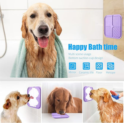 Lick Mat for Dogs, Premium Lick Pad with Suction Cups for Dog Anxiety Relief, Slow Feeder Dog Bowls, Bathing, Grooming and Training (Light Purple, 1pack)