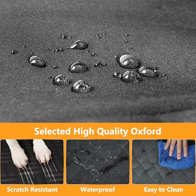 BEERTE Dog Car Seat Cover Fit for Tesla Model Y 2020-2024 Oxford Waterproof Scratchproof Dog Car Seat Cover for Back Seat Pet Seat Cover for Dogs Car Hammock with Mesh Window (Black Green)