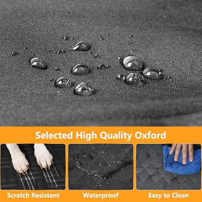 BEERTE Dog Car Seat Cover Fit for Tesla Model Y 2020-2024 Oxford Waterproof Scratchproof Dog Car Seat Cover for Back Seat Pet Seat Cover for Dogs Car Hammock with Mesh Window (Black Green)