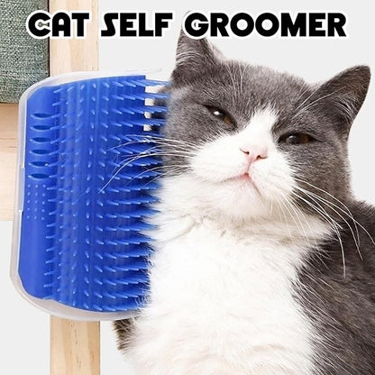 Cat Self Groomer – Wall Corner Grooming Brushes for Cats and Small Pets – Soft Silicone Massage Brush for Shedding Control and Face Rubbing (Dark Blue)