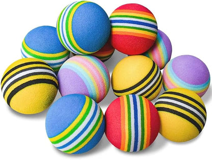 12 Pack Foam Cat Soccer Balls - Soft, Quiet, Interactive Toys for Kitten, Dog, Puppy - Indoor Activity Play, Chase, Training, Chewing