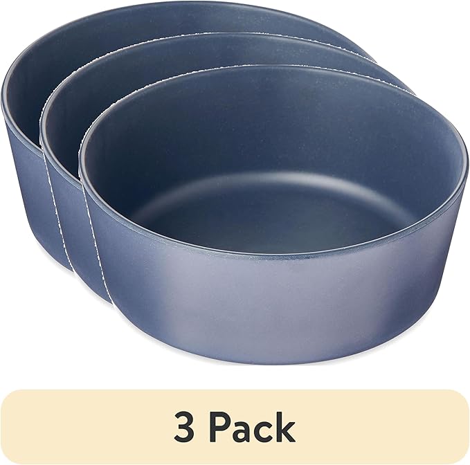 (3 Pack) Melamine Dog Bowl, Blue, Medium – Durable Plastic Pet Dishes with Non-Slip Bottom, Dishwasher Safe, Lightweight & Shatterproof, Ideal for Small to Medium Dogs, Puppies, Cats, Set of 3