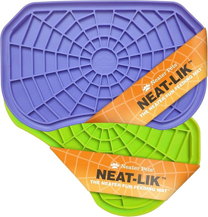 Neater Pets Neat-LIK Dog Lick Mat, Lick Mat for Dogs, Cats, Puppy, Reduces Anxiety & Boredom, Peanut Butter Slow Feeder, Interactive Treat Licking Pad, Mats for Small & Large Breed (Purple & Green)