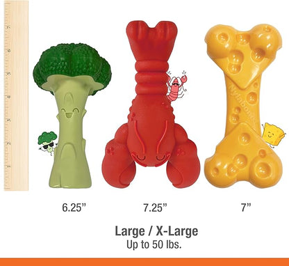 Nylabone Power Chew Toy Bundle, Cute Dog Toys for Aggressive Chewers, Filet Mignon, Cheese, and Bacon Flavors, Large Dogs - Up to 50 lbs, 3 Pack