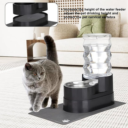RIZZARI Automatic Dog Water Dispenser: 7L Black Stainless Steel Feeder - Remove Odor/Soften Water - Elevated Design Eases Joint Strain for Senior Dogs - Prevent Urinary Stone - for Livingroom Bedroom