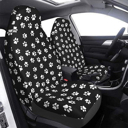 Foruidea Dog Paw Print Car Seat Covers Universal 2 Pcs Auto Front Seat Cover Fit Most Cars,SUV,Sedan,Trucks