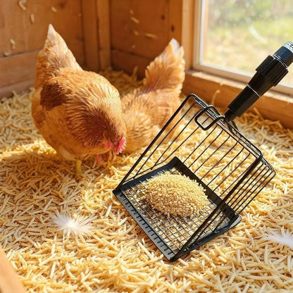 3-in-1 Adjustable Stainless Steel Heavy Duty Litter Scoop, 41.9 Inches Chicken Poop Scooper and Cat Litter Scooper with Long Handle for Coop and Litterbox