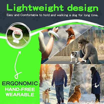UFO Retractable Dog Leash Hands Free Wearable Laisse Chien with Poop Bag Holder One-Handed Brake Pause Lock 360° Tangle Free 10 ft Strong Nylon Tape Dog Leash for Up to 66lbs Medium Small Dogs