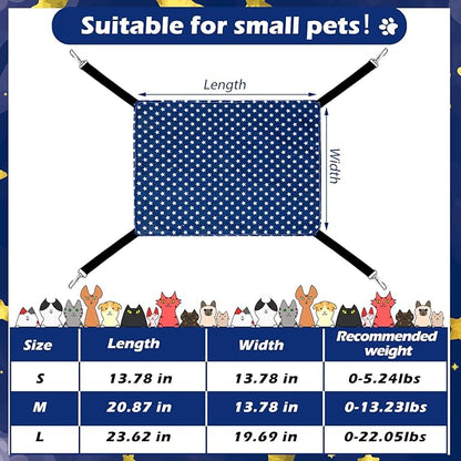 Jetec 2 Pack Cat Hammock for Cage, Catio Accessories Reversible Soft Cats Bed with Adjustable Straps and Hooks Double-Sided Linen and Fleece Hanging Hammock for Cats, Kitten(Pentagram,M)