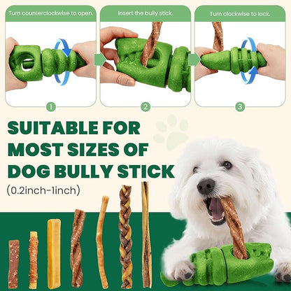 BAEJMJK Bully Stick Holder for Dogs Durable Chew Toys for Aggressive Chewers Dog Treat Toy to Keep Them Busy Safety Dog Chew Holder for Medium Large Dogs-Helps Reduce Choking Risk(Green)