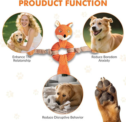 Fox Rope Dog Toys for Aggressive Chewers, Indestructible Plush Toys to Keep Them Busy, Interactive Dog Toys for Small Medium Large Breed