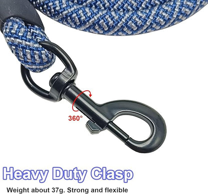 MayPaw Heavy Duty Rope Dog Leash, 3/4/5/6/7/8/10/12/15 FT Nylon Pet Leash, Soft Padded Handle Thick Lead Leashes for Large Medium Dogs (Navy, 1/2" * 10')