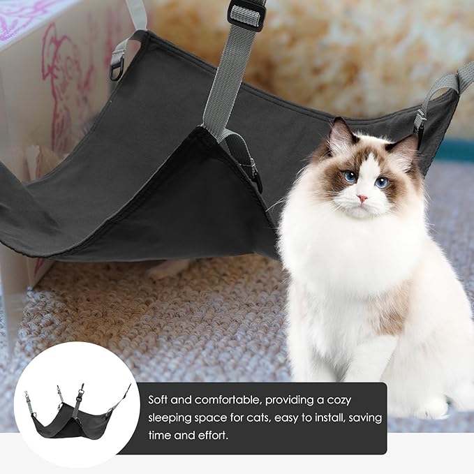 Homoyoyo Cat Hanging Bed Hammock Washable Soft Black Large Cat Cage Mat Suitable for Indoor and Outdoor Pets
