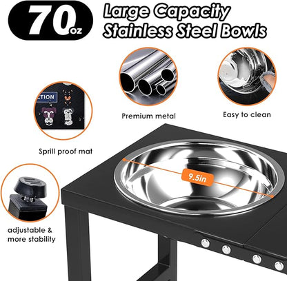 Metal Elevated Dog Bowl for Large 𝐋𝐚𝐫𝐠𝐞 Raised Bowl Stand with Sprill Proof Mat and 2000ML Pet Bowls, Food & Water Bowls 16" Tall Dog Feeder for Large Breed