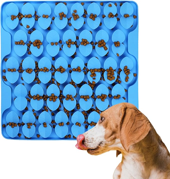 Silicone Snuffle Mat for Large Dogs, Dog Extra Large Lick Mat Slow Feeder with Suction Cups, Interactive Dog Puzzle Feeder Sniff Mat Foraging Mat for Smell Training Slow Eating, XXL Blue