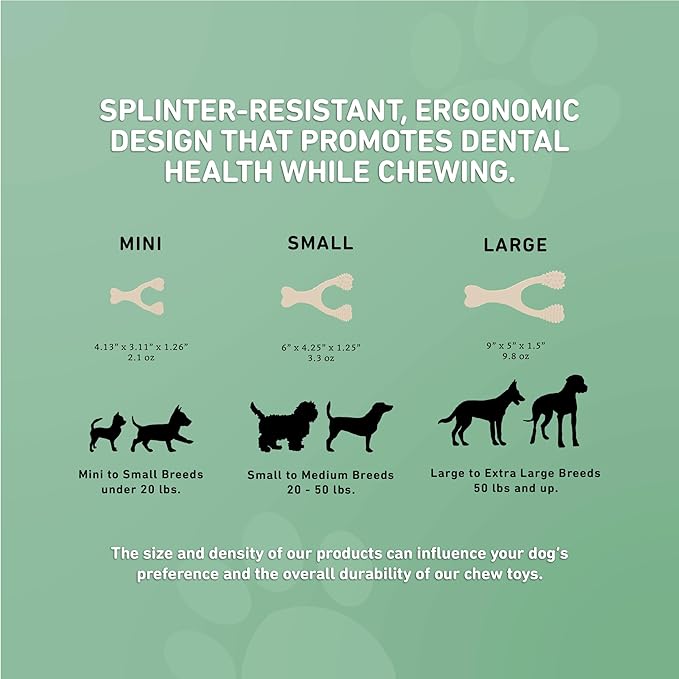 BetterBone - Medium Density - Ideal for Moderate to Strong Chewers - All-Natural, Nylon-Free Dog Chew Toys - Non-Toxic, Promotes Dental Health, Splinter-Resistant, Sustainably Made