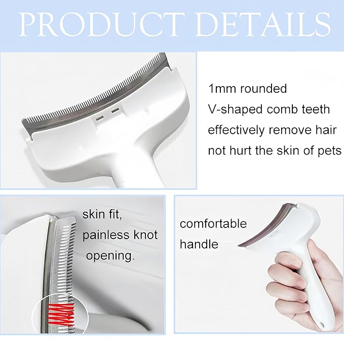 V-Tooth Deshedding Comb, Tooth Deshedding Comb for Pets Dog & Cat Grooming Brush Multifunctional Pet Comb with Ergonomic Handle for Shedding, Tight V-Shaped Teeth Shedding Combs (Blue, Small)