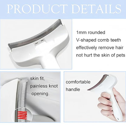V-Tooth Deshedding Comb, Tooth Deshedding Comb for Pets Dog & Cat Grooming Brush Multifunctional Pet Comb with Ergonomic Handle for Shedding, Tight V-Shaped Teeth Shedding Combs (Blue, Small)