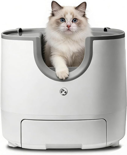 Self-Cleaning Cat Litter Box for Multiple Cats – Large Capacity, Open-Top Design with Enhanced Safety & Included Trash Bags (Upgraded Model)