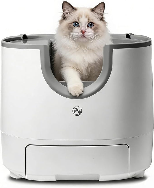 Self-Cleaning Cat Litter Box for Multiple Cats – Large Capacity, Open-Top Design with Enhanced Safety & Included Trash Bags (Upgraded Model)