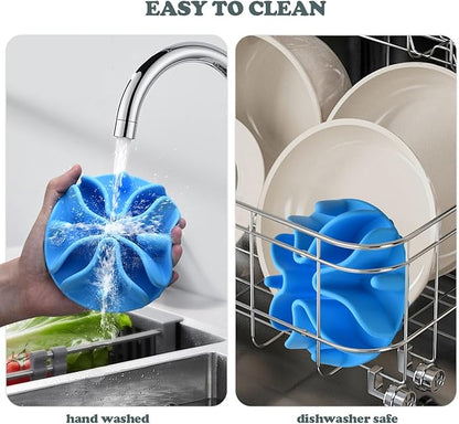 Slow Feeder Dog Bowls Insert, Silicone Slow Feeder Bowl with Strong Suction Cups Perfect for Stainless Steel Glass Ceramic Dog Bowls (Blue, Medium Size)