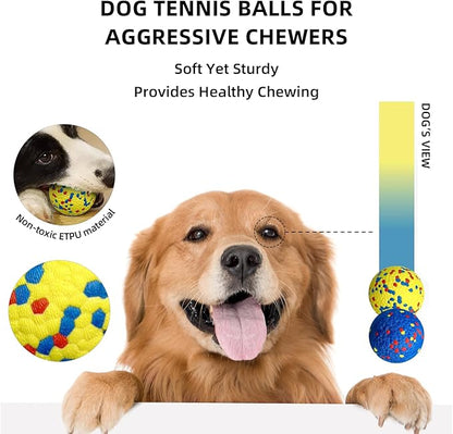 4 Pcs Large size Dog Balls, 3.15"Tennis Ball for Aggressive Chewers, Durable Bouncy Dog Toy Balls, Teething Cleaning Chew Toys, Water Toy Fetch Ball for Large Medium Dog, More Biting-Proof Atom